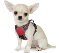 Eagloo Dog Harness Small Dog, Adjustable Soft Padded Pet Vest, Front Clip No Pull Pet Walking Harness, Reflective No-Choke Breathable Puppy Vest with Easy Control Handle, Red, XS