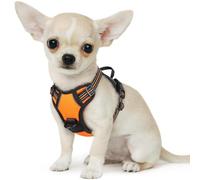 Eagloo Dog Harness Small Dog, Adjustable Soft Padded Pet Vest, Front Clip No Pull Pet Walking Harness, Reflective No-Choke Breathable Puppy Vest with Easy Control Handle, Orange, XS