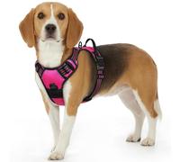 Eagloo Dog Harness Small Dog, Adjustable Soft Padded Pet Vest, Front Clip No Pull Pet Walking Harness, Reflective No-Choke Breathable Puppy Vest with Easy Control Handle, Rose Red, S