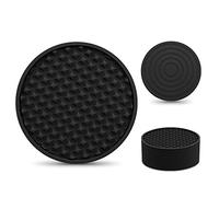 EAGMAK Coasters for Drinks Set of 8, Silicone Drink Coasters with Grooved Pattern, Non-Slip Base, Washable and Heat Resistant Coffee Coasters for Wooden Table, Desk, Kitchen, Office, Bar-Black