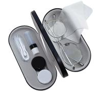 eagosion Portable 2in1 Contact Lens & Glasses Case with Lens Cloth Flip-Top Mirror, Tweezer & Solution Holder Travel Storage Kit for Daily & Travel Use(black)