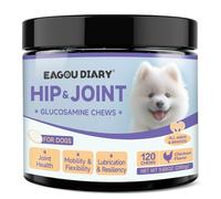 EagouDiary Dog Hip & Joint Support with Glucosamine, MSM, Turmeric - Goat Milk Formula for Mobility & Pain Relief - Multivitamin Enhanced Dog Supplement - 120 Chewable/Chicken Flavor