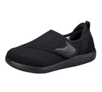 Eagsouni Extra Wide Diabetic Shoes Women Men Lightweight Breathable Non-Slip Orthopaedic Slippers with Velcro Fastening Seniors Walking Shoes Deer Shoes for Swollen Feet, black, 10 UK