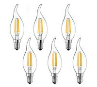 EAGWELL Candelabra Base LED Bulb,E12 LED Candelabra Bulb Flame Tip Dimmable Filament Candle Bulbs,4W=40W, 2700K Warm White 350 LM, UL Listed, 6 Pack