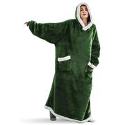 EAHOME Extra Long Hoodie Blanket Sweatshirt 3XL for Women Men 1pcs, Super Warm and Cozy Big Blanket Hoodie, Wearable Flannel Blanket with Sleeves and Pocket Dark Green