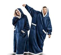 EAHOME Extra Long Hoodie Blanket Sweatshirt 3XL for Women Men 1pcs, Super Warm and Cozy Big Blanket Hoodie, Wearable Flannel Blanket with Sleeves and Pocket Blue
