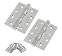 Eai 4" Stainless Ball Race Fire Door Hinges Grade 13 G13 & Screws - 102X76X3mm Square Corners - Satin