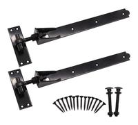 EAI Adjustable Gate Hinges | 600mm / 24 Inch Heavy Duty Hook and Band Gate Hinges | Black - 1 Pair