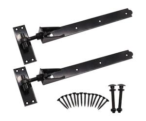 EAI Adjustable Gate Hinges | 600mm / 24 Inch Heavy Duty Hook and Band Gate Hinges | Black - 1 Pair