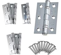 EAI Afit - 3" Internal Door Hinges & Screws G7 Fd30 - 76X50X2mm Square - Polished Chrome - Pack 3 Pairs