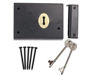 EAI Afit Rim Deadlock Surface Gate Shed Dead Lock Universal Handing - 106 X 83mm - Black