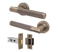 EAI Antique Brass Door Handle and Latch Set, Internal Door Handle with 64mm Latch, Oruro Range 1 Pack