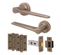 EAI Antique Brass Door Handle Latch Set, Internal Door Handle with 64mm Latch and 76mm Hinges, Tarna Range 1 Pack