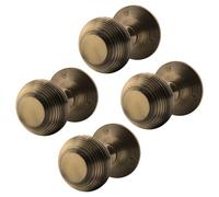 EAI Antique Brass Door Knobs, 2 Pairs - Beehive | 2 Pairs of Beehive Mortice 55mm Door Knobs for Internal Doors, Fixings Included