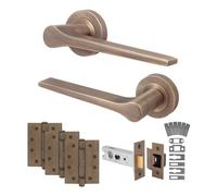 EAI Antique Brass Fire Door Handle Latch Set, Internal Fire Rated Door Handle with 76mm Latch and 102mm Hinges, Tarna Range 1 Pack