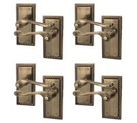 EAI Antique Brass Georgian Scroll Door Handles - 4 Pairs of Internal Lever Latch Handles on Backplate - Rope Design
