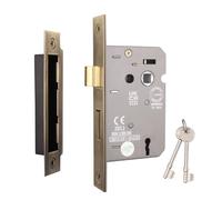 EAI Antique Brass Sashlock - Fire Rated & CE Approved Mortice Door Lock & Keys 64mm / 2.5 Inch