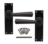 EAI Antique Door Handle Black Tudor Style Internal Latch 150mm + Fixings