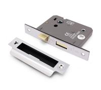 Eai Bathroom Lock 80mm / 57mm Backset Chrome For Internal Wooden Bathrooms Accepts 5mm Square Spindle Ce Ukca & Fire Door Approved