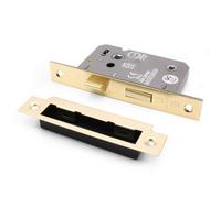 Eai Bathroom Mortice Lock 64mm Case / 44mm Backset - Brass - Ce Ukca & Fire Door Approved