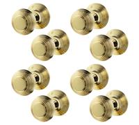 EAI Beehive Door Knobs Polished Brass | 4 Pairs of Reeded Mortice Knobs (55mm) for Internal Doors