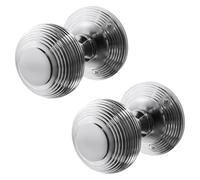 EAI Beehive Door Knobs Polished Chrome | 1 Pair of Reeded Mortice Knobs (55mm) for Internal Doors
