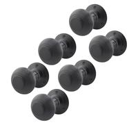 EAI Beehive Reeded Black Door Knobs | 3 Pairs of Matt Black Mortice Knobs (55mm) for Internal Doors