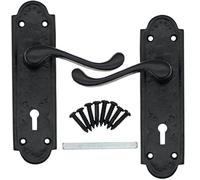 EAI Black Antique Door Handle Kit Internal Lever Lock 170mm + Fixings