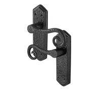 EAI Black Antique Door Handles Latch, 1 Pair of Cast Iron Curly Tail Door Handles on Backplate Internal and External