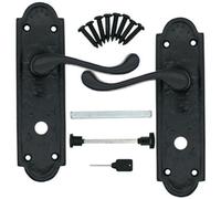 EAI Black Antique Victorian Door Handles Internal Lever Bathroom 170mm + Fixings