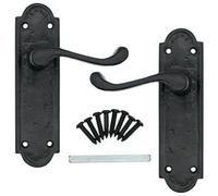 EAI Black Antique Victorian Door Handles Internal Lever Latch 170mm + Fixings