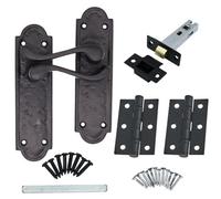Eai - Black Antique Iron Retro Door Handles Lever Latch Pack Kit - 170X50mm