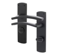 EAI Black Bathroom Fire Door Handle, Matt Black Internal Lever on Rose Fir Door Handle, Elcot 1 Pair