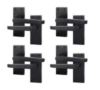 EAI Black Door Handles | 4 Pair Internal Latch Handles on Backplate | Straight Pattern