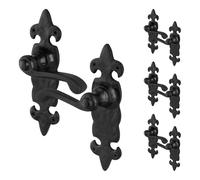 EAI Black Door Handles, 4 Pairs on Backplate - Fleur De LYS