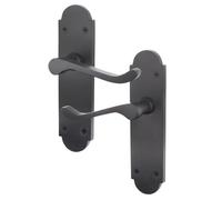 EAI Black Door Handles - Victorian Scroll Shaped | 1 Pair of Internal Matt Black Lever Latch Handles on Backplate