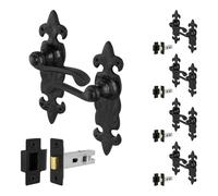 EAI Black Door Handles with Latch 64mm, 5 Pack - Cast Iron