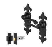 EAI Black Door Handles with Latch 64mm - Cast Iron