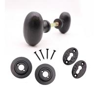 EAI Black Door Knob Oval Antique Rim Mortice Cast Iron