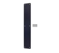 EAI Black Door Push Plate, 425 x 75mm Plain Finger Push Plate with Radius Corners Matt Black