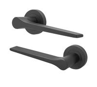 EAI Black Fire Door Handle, Matt Black Internal Lever on Rose Fir Door Handle, Tarna Range 1 Pair