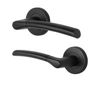 EAI Black Fire Door Handles, 1 Pair of Lever on Round Rose Internal Door Handles, Fir Bova Range