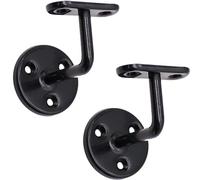 EAI Black Handrail Brackets, for Wood and Steel Stair Bannister, 2 Pack