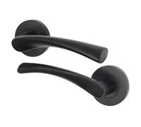 EAI Black Internal Door Handle | 1 Pair Matt Black Lever on Rose Round Handles | Novoli Range
