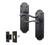 EAI Black Iron Door Handle & Latch Pack | 1 Pair of Black Antique Lever Handles & 64mm Latch