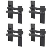 EAI Black Iron Door Handles | 4 Pairs of Black Antique, Cast Iron Internal Lever Latch Handles on Backplate | Tudor Range