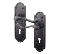 EAI Black Iron Key Lock Door Handles | 1 Pair of Black Antique Keylock Handles