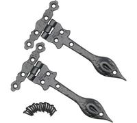 Eai - Black Iron Spear Pattern Antique Wrought Cast Iron Hinge - 150mm / 6 Inch - Black