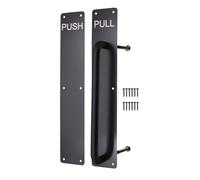 EAI Black Push Pull Handle on Plate, 475 x 75mm Commercial Handle on Finger Plate Black for Schools, Offices, Shops & More