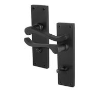 EAI Black Victorian Scroll Bathroom Handles, 1 Pair of Matt Black Internal Lever Door Handles on Backplate